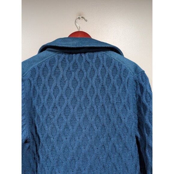 NEW ANN TAYLOR $198 SEA STORM BLUE MIXED MEDIA CABLE COATIGAN JACKET SZ LARGE - Picture 12 of 16